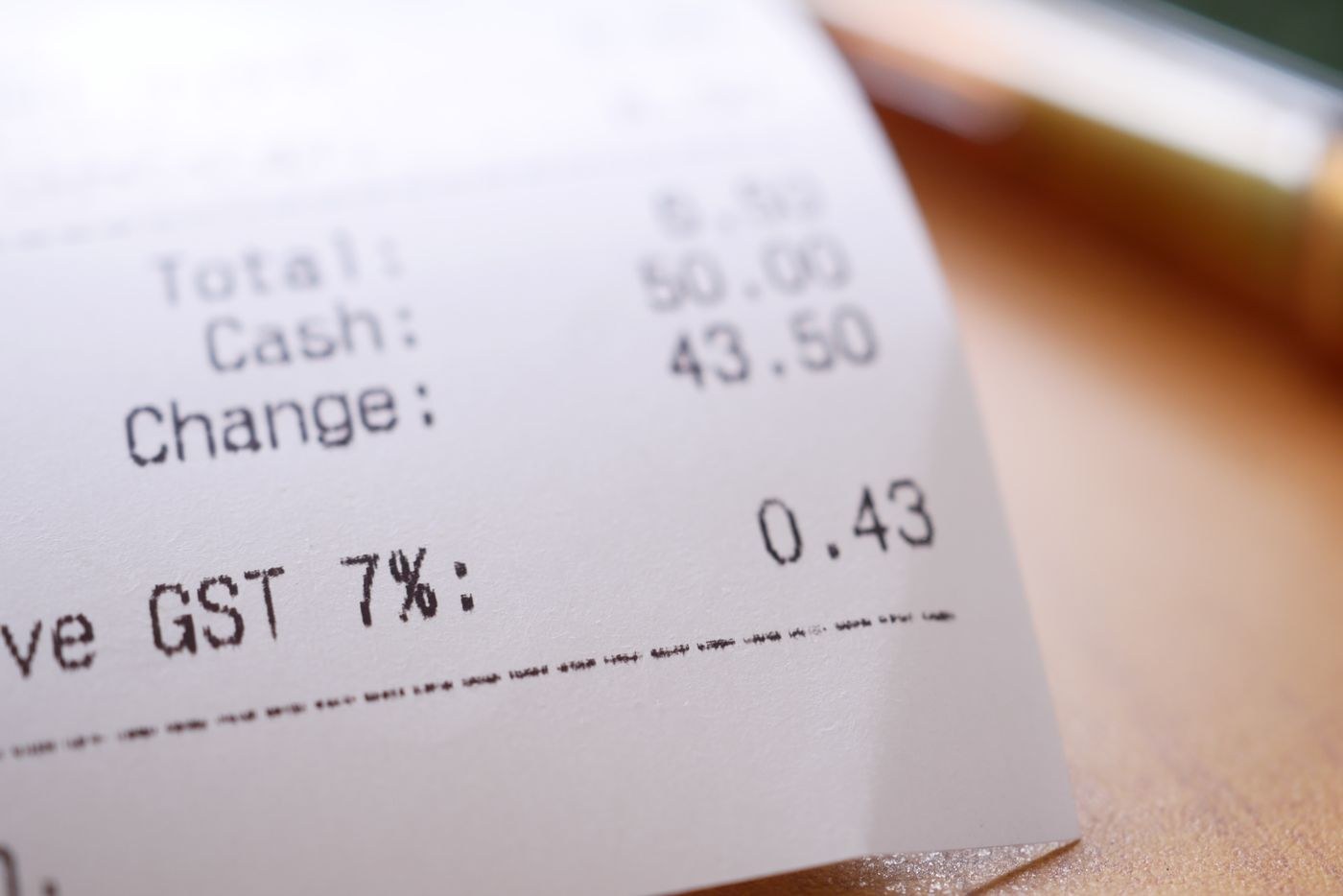 Close detail of a purchase receipt